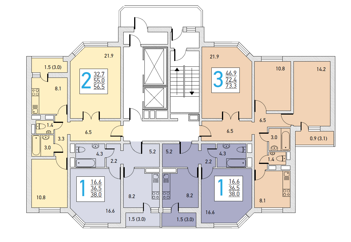 Планировка этажей в доме серии И-155ММ